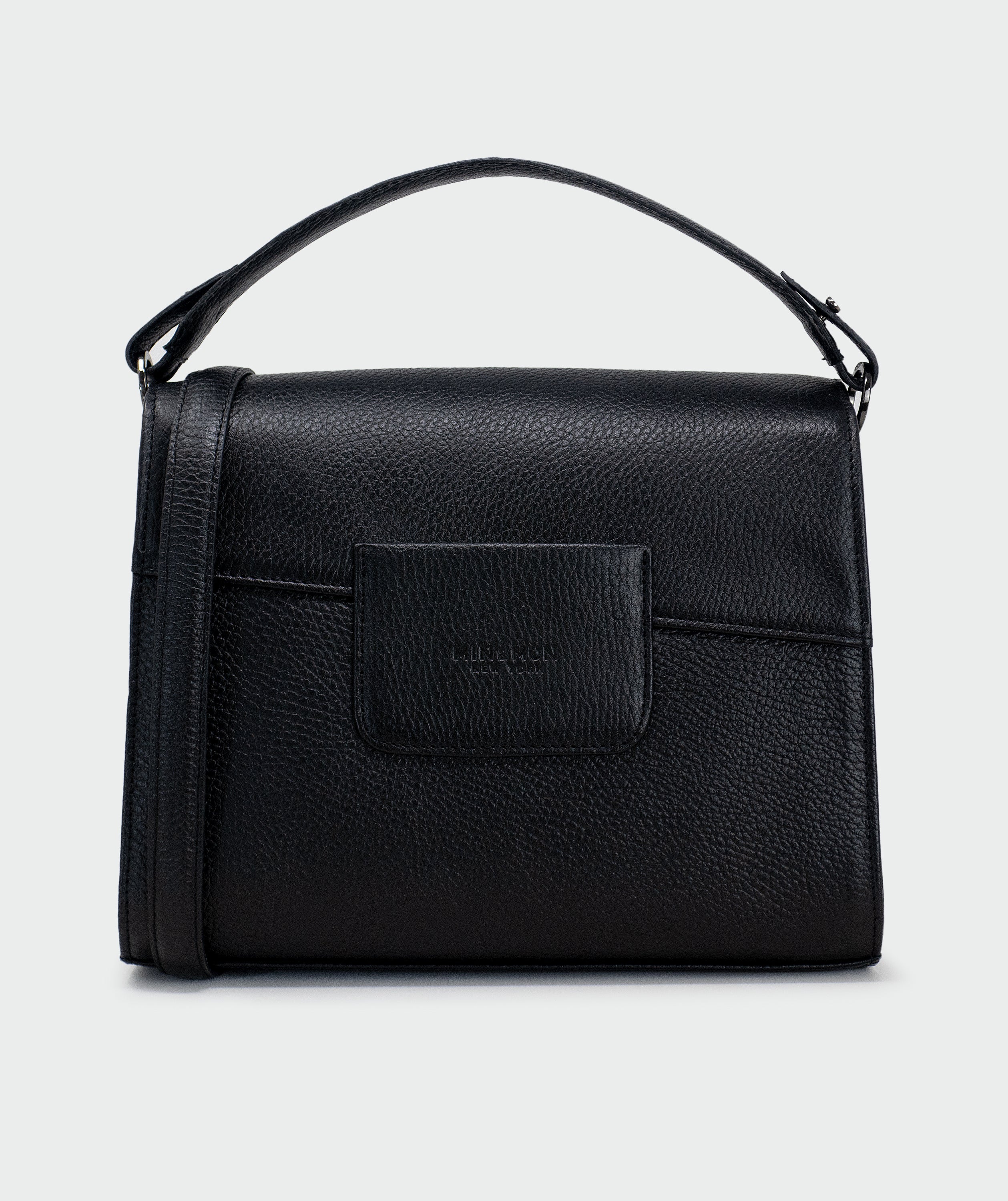 Anastasio Medium Crossbody Handbag Black Leather - All Over Eyes Embroidery