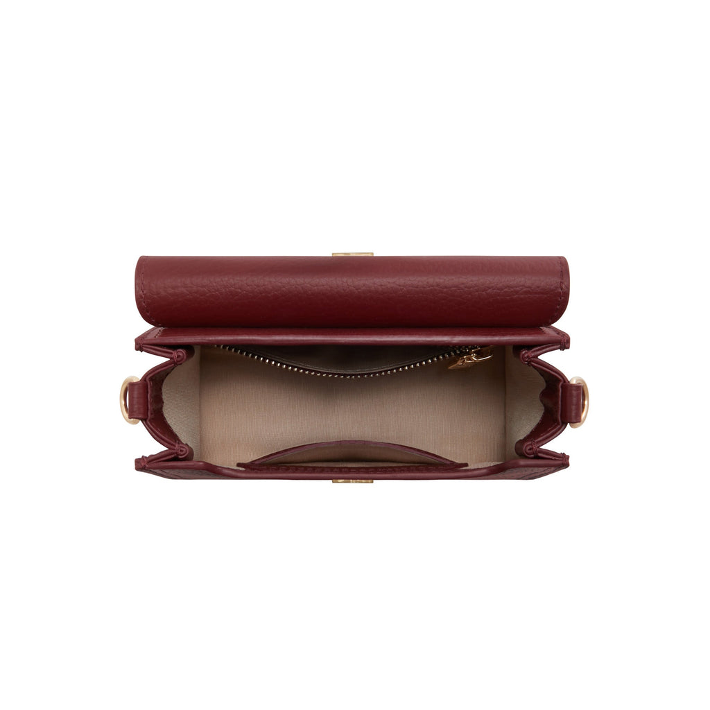 Femme Forte Kim bordeaux red calfskin leather crossbody bag