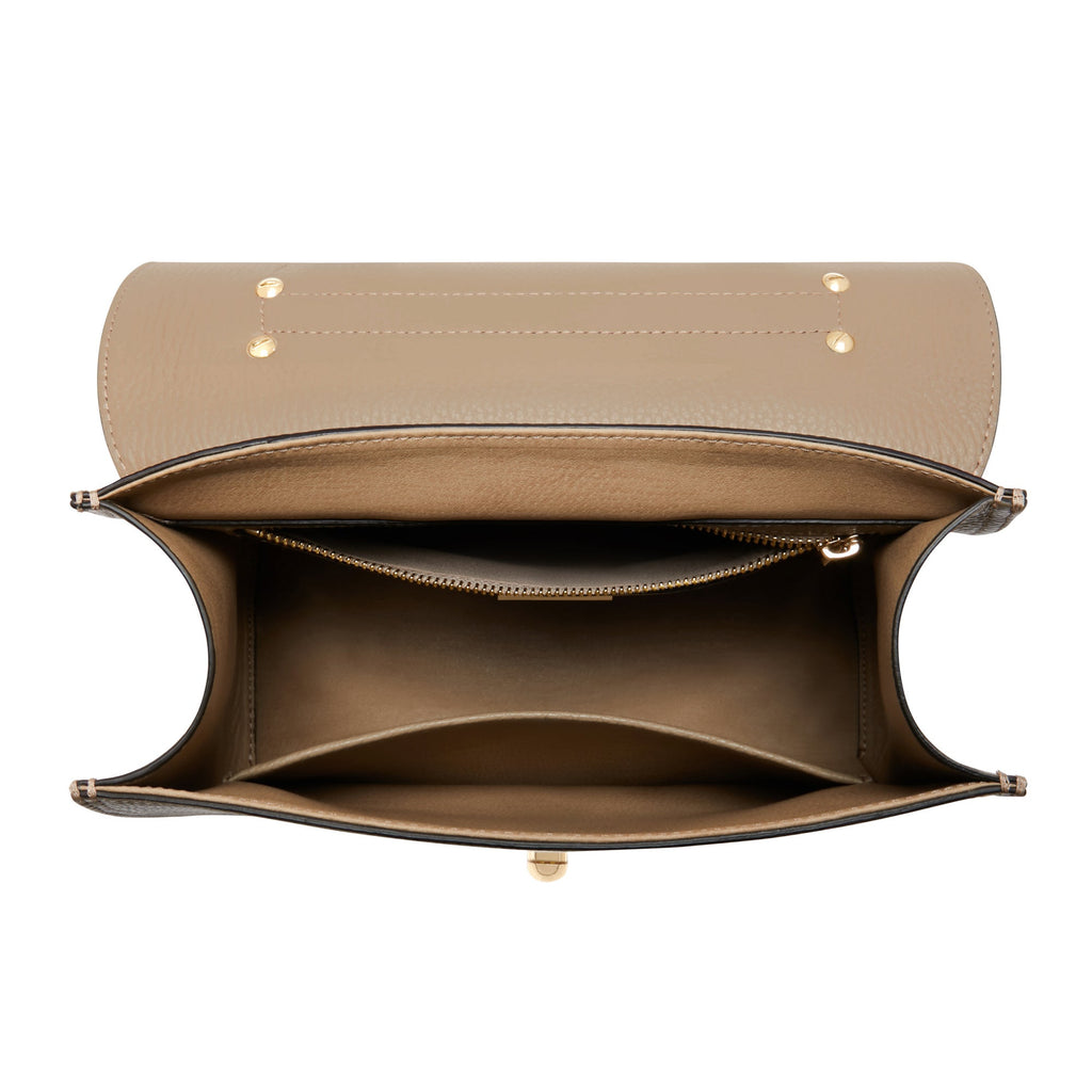 Femme Forte Simone Midi taupe leather handbag calfskin leather