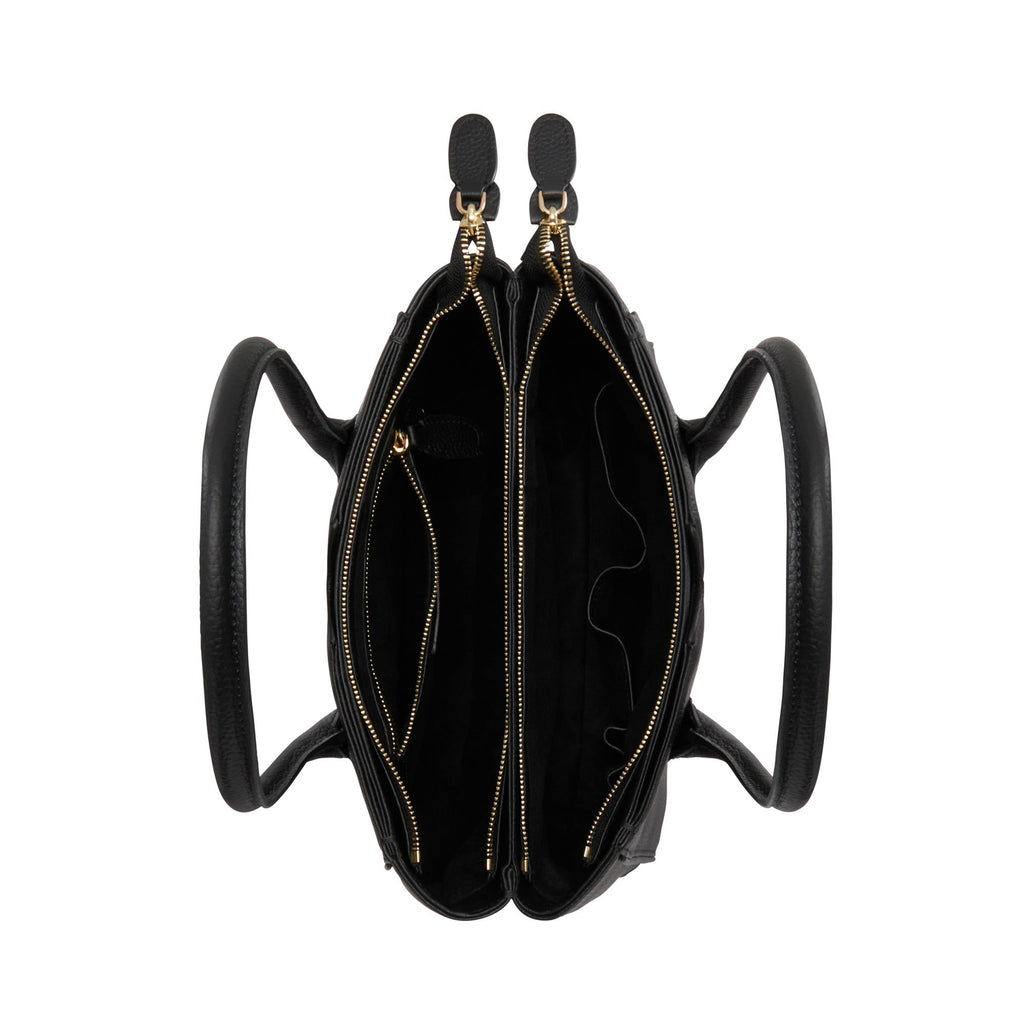 Cadeau d'Isabel black calfskin leather handbag and wallet set
