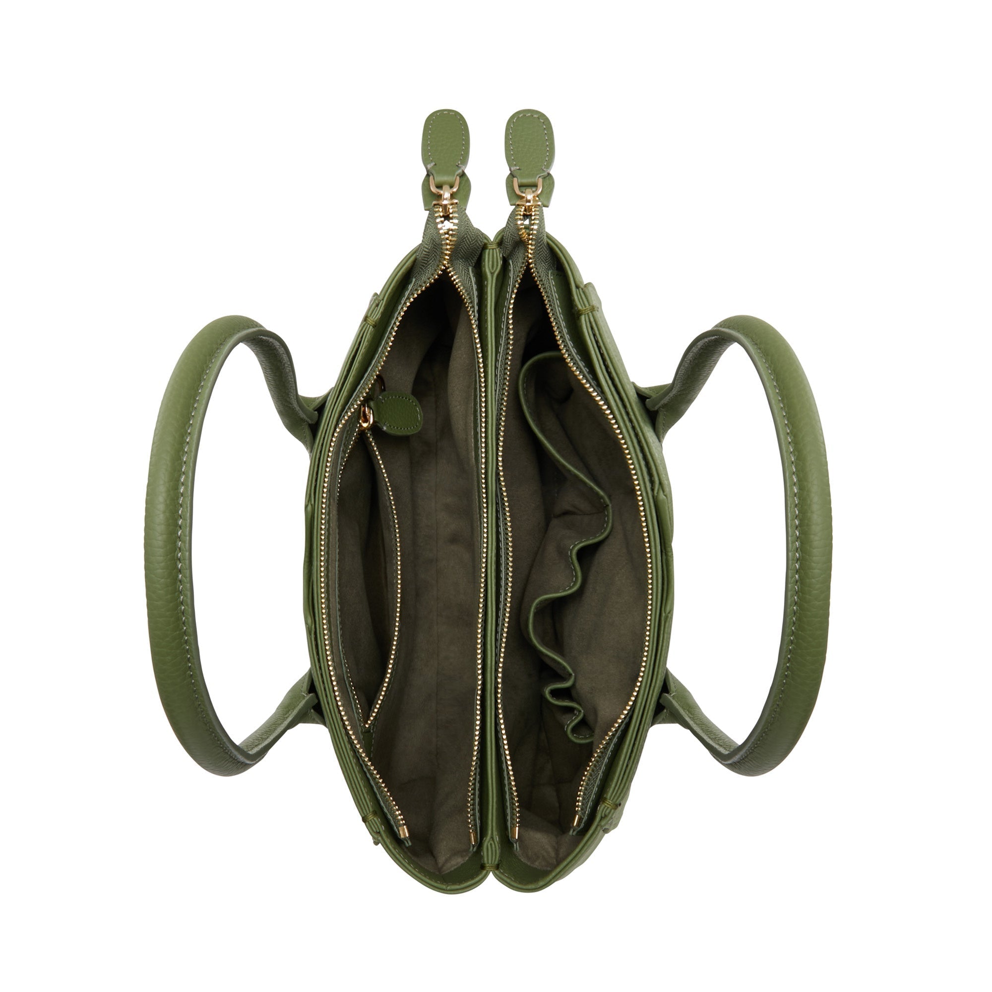 Cadeau d'Isabel green calfskin leather handbag and wallet set