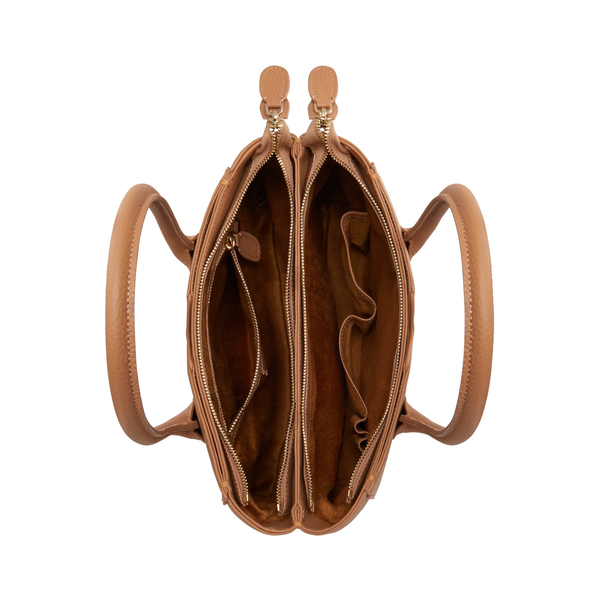 Cadeau d'Isabel camel calfskin leather handbag and wallet set