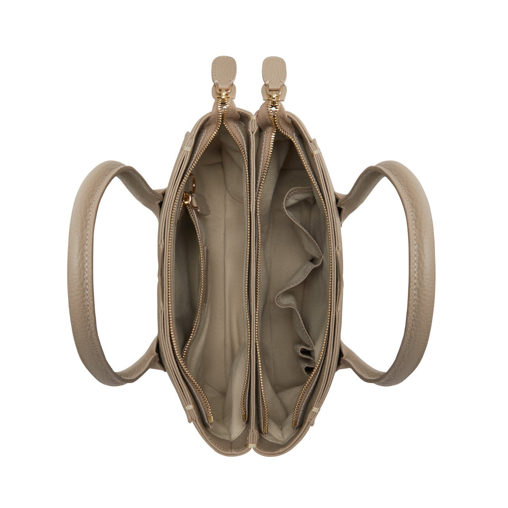 Cadeau d'Isabel taupe calfskin leather handbag and wallet set