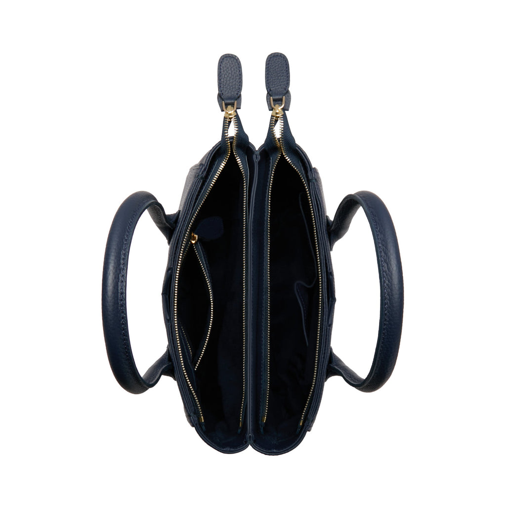 Honoré Cloe Midi blue calfskin leather handbag