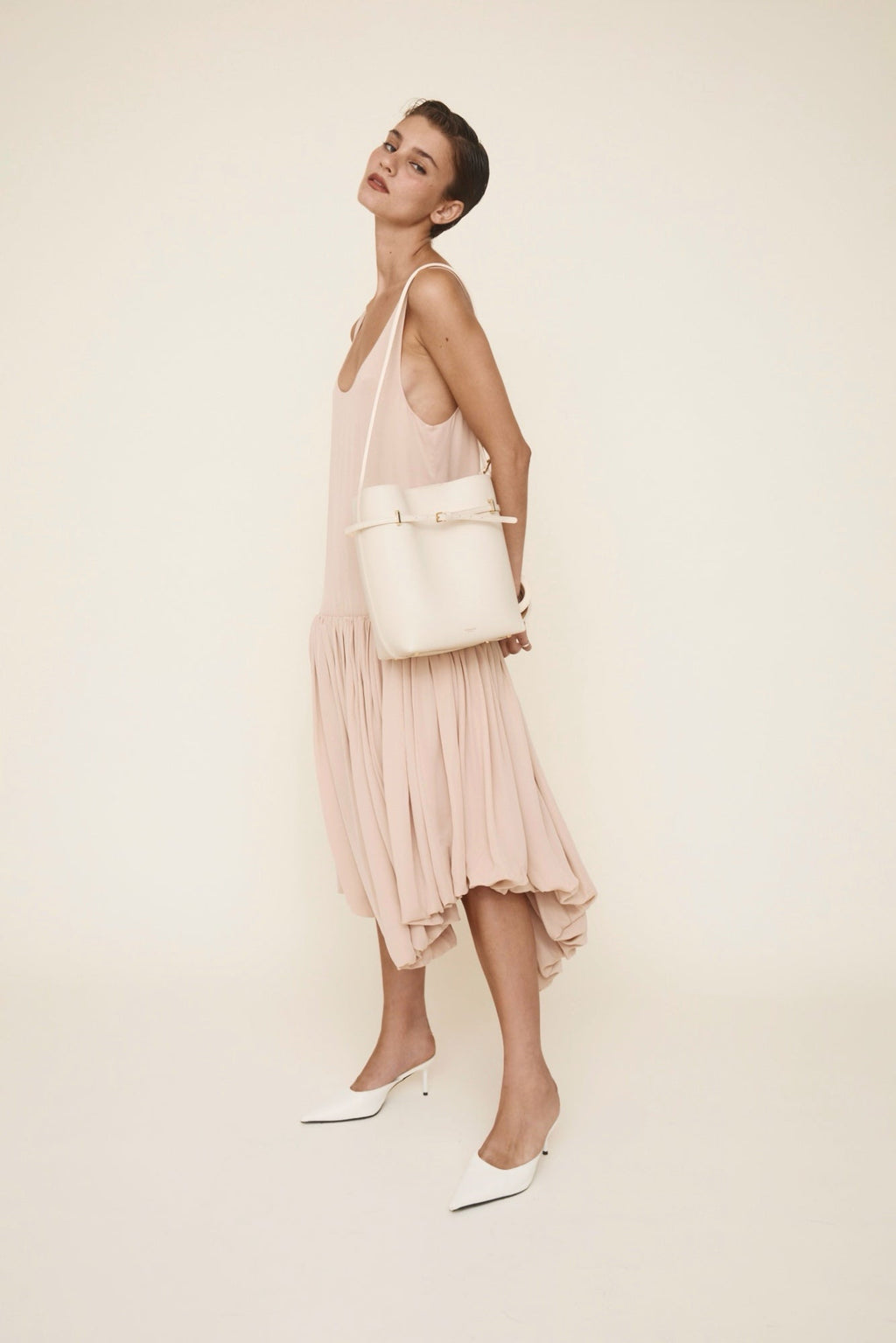 Small Ivory Belted Tote Bag (Final Sale)