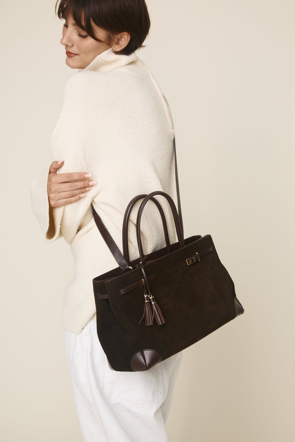 Espresso Suede Book Tote Bag 33 (Pre-Order Only)