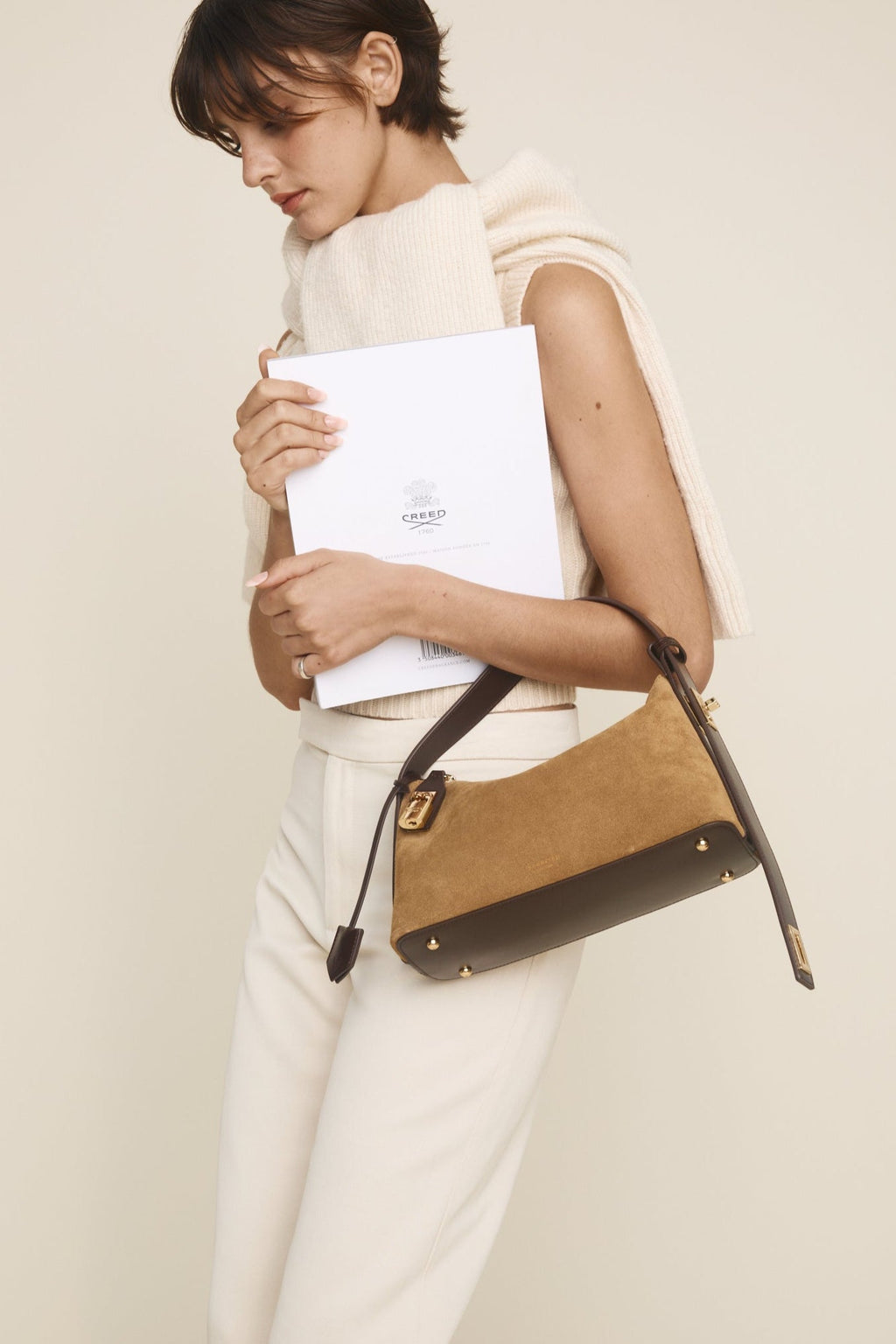 Gold Suede Hobo Bag