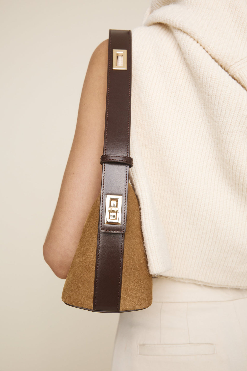 Gold Suede Hobo Bag