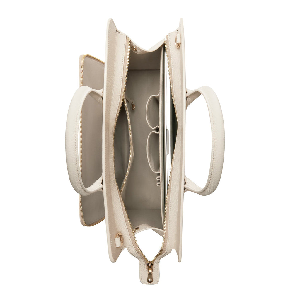 Cadeau d'Isabel cream calfskin leather handbag and wallet set