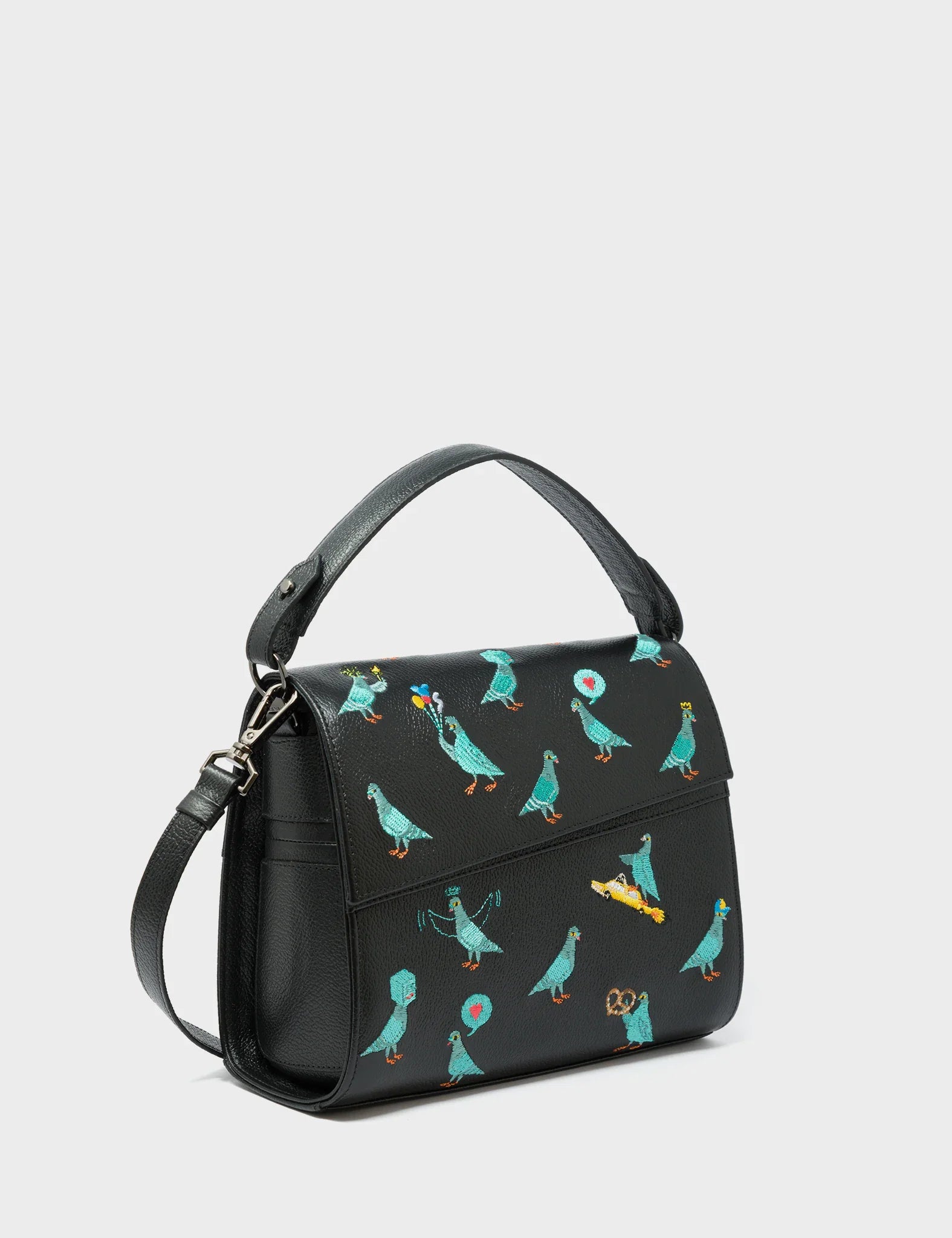 Anastasio Mini Crossbody Handbag Black Leather - Pigeonista Embroidery