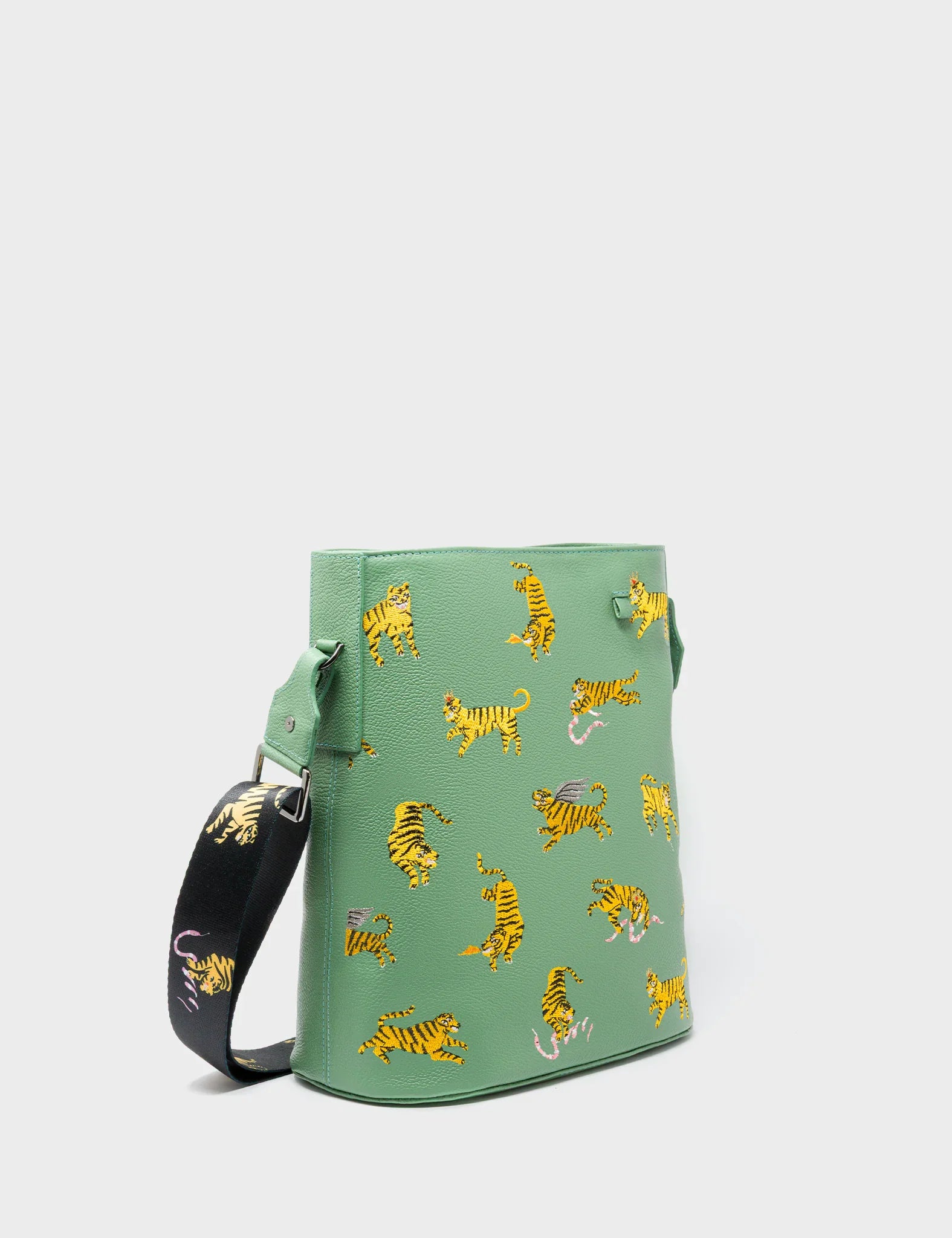 Vincent Basil Green Leather Shoulder Bag - Tiger Rumble