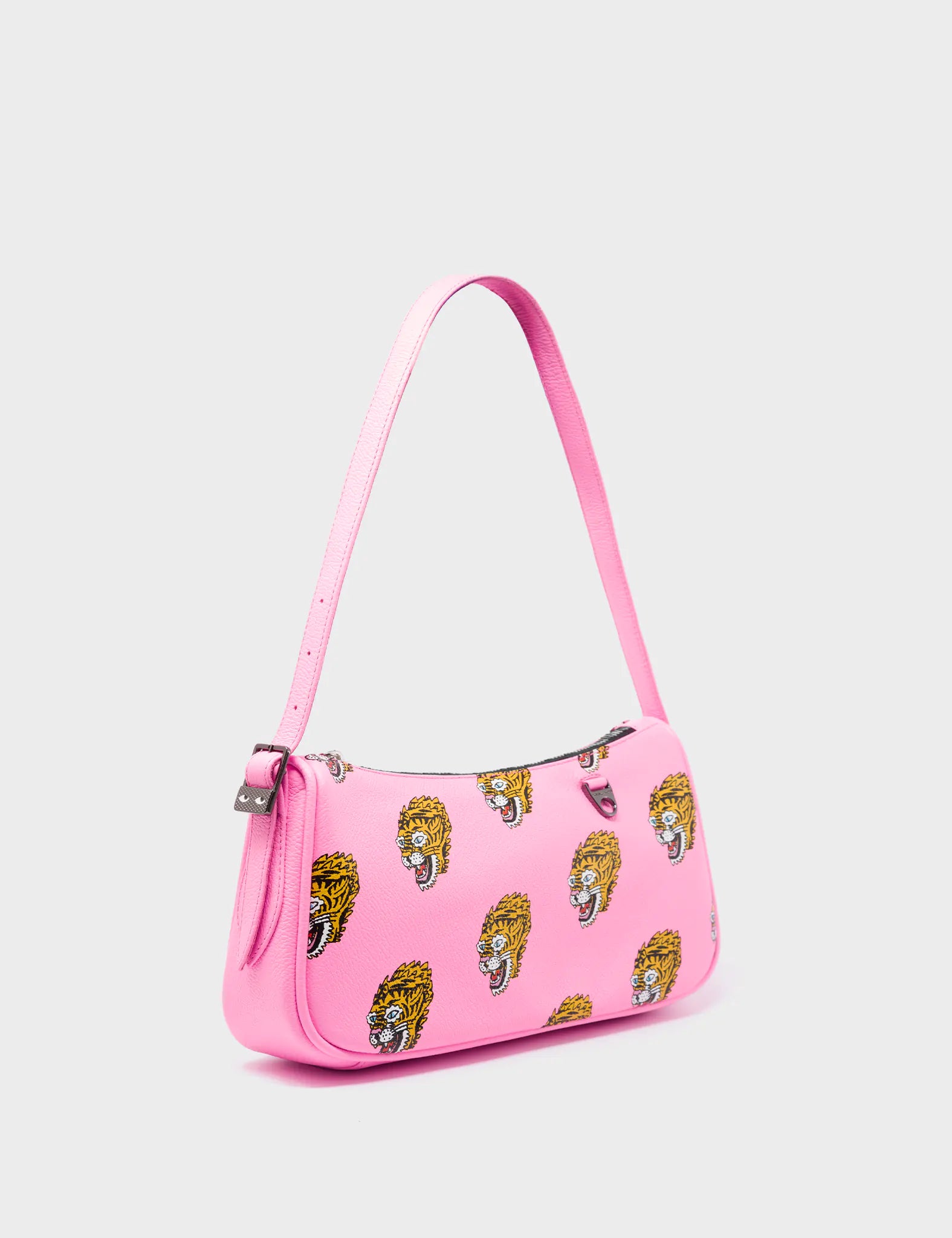 Lucas Hobo Mini Bubblegum Pink Handbag - Blazing Tiger Print
