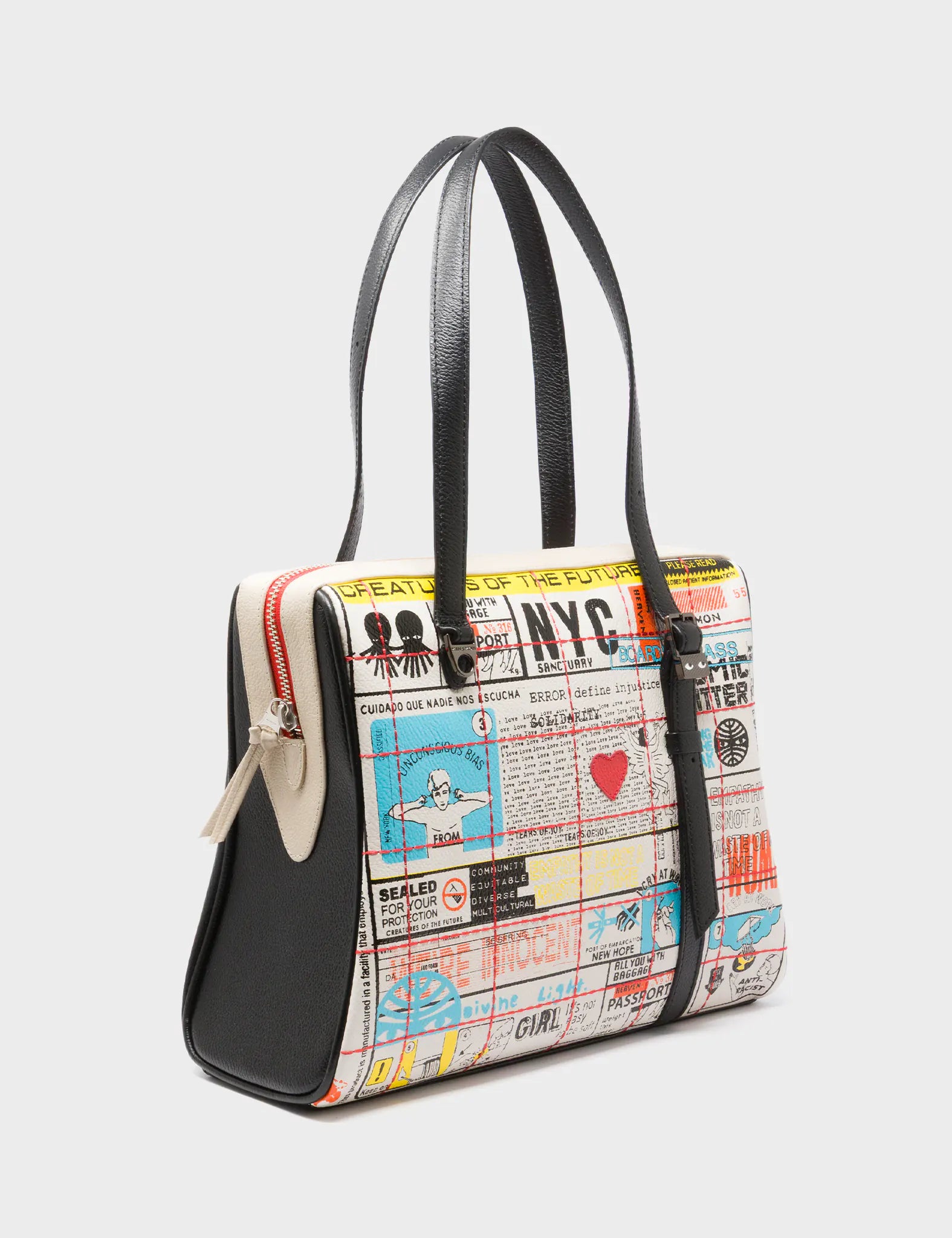Esther Cream and Black Satchel Bag - Kind Type Design