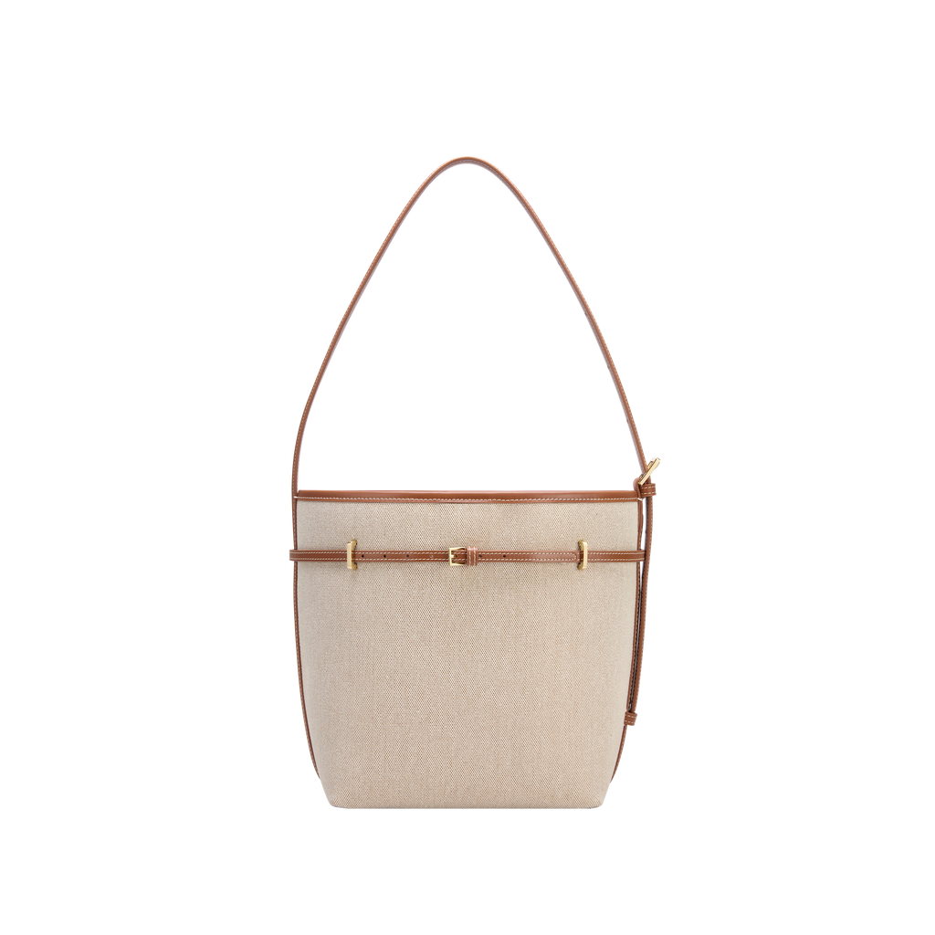 Small Caramel Canvas Belted Tote Bag (Final Sale)