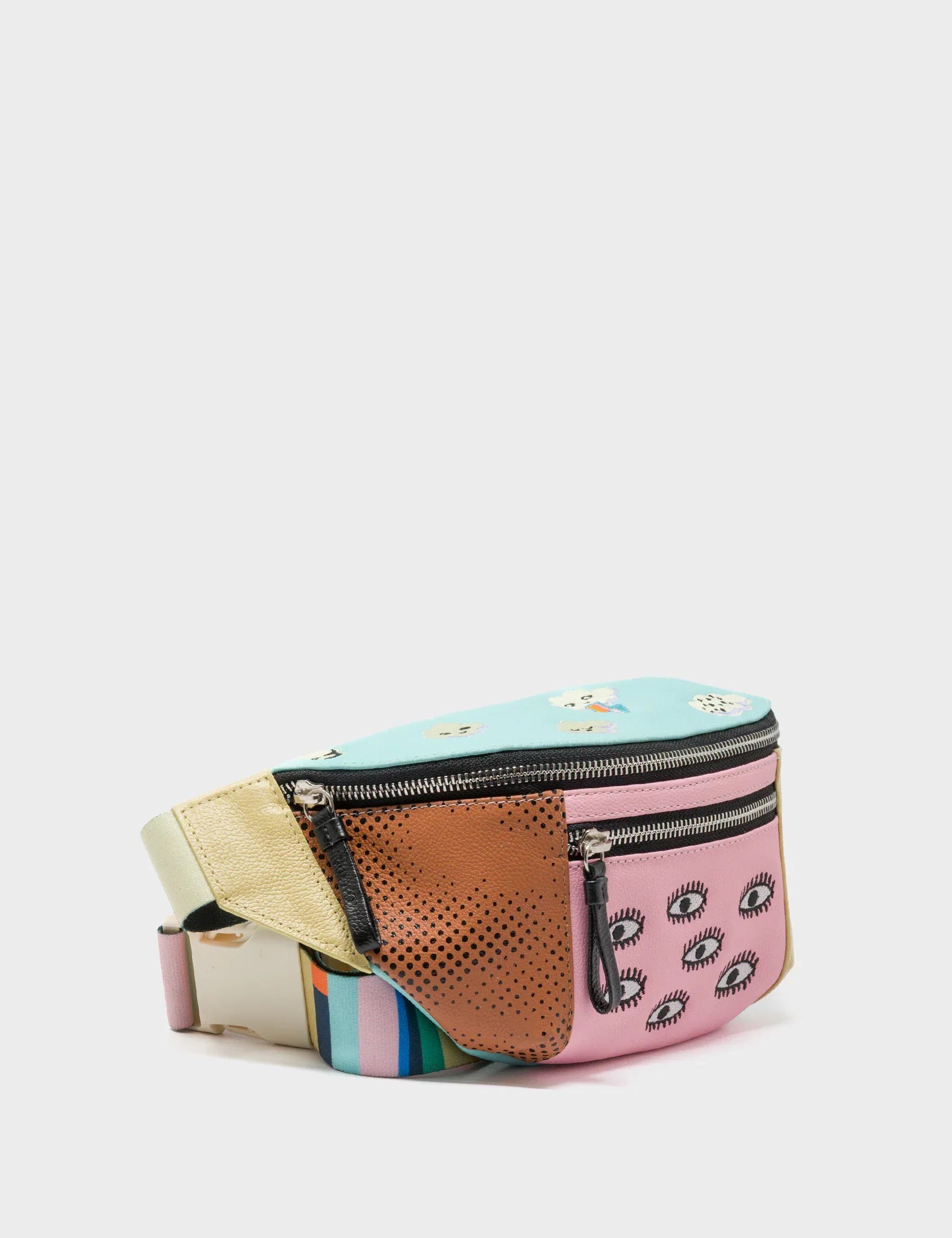 Harold Fanny Pack Cocoon Leather - Happy Clouds Embroidery