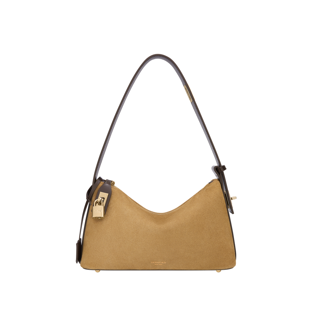 Gold Suede Hobo Bag