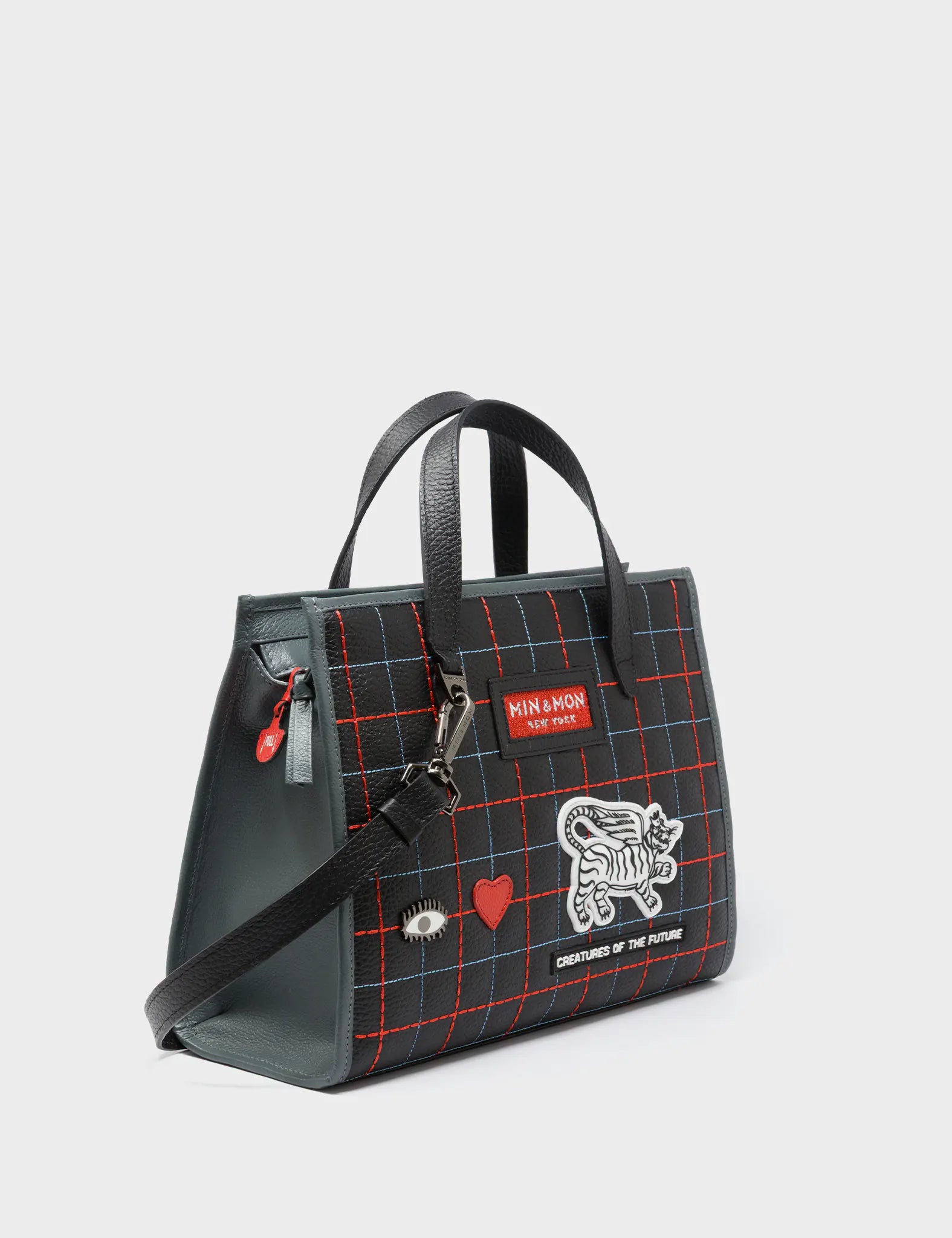Simon Black Leather Medium Handbag - Lovestitch Design