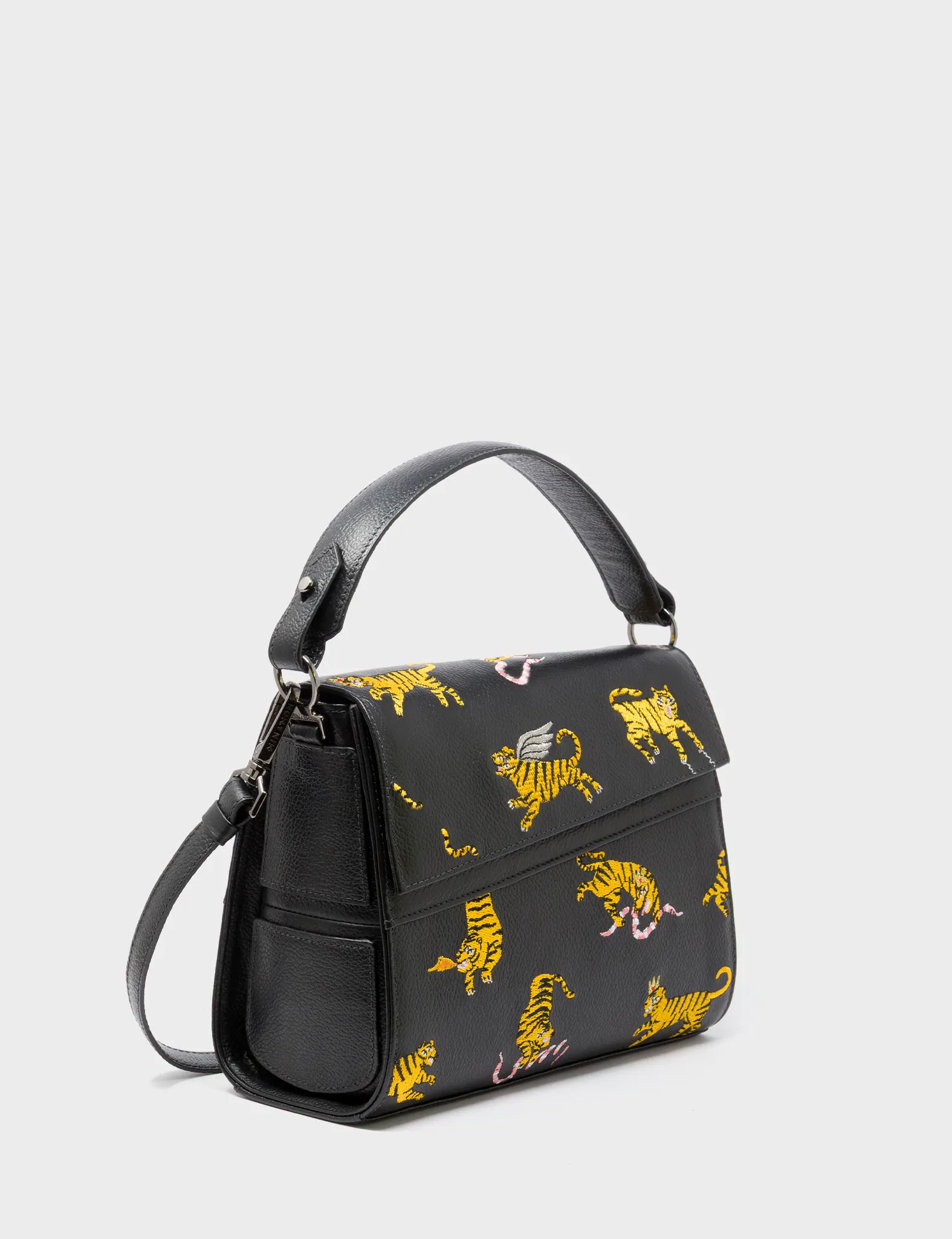 Anastasio Mini Crossbody Handbag Black Leather - Tiger Rumble