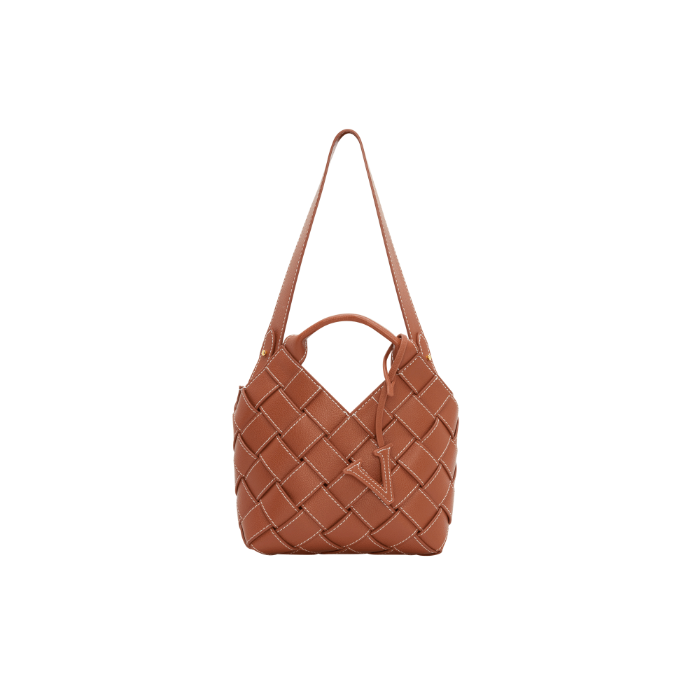 Caramel Woven Basket Bag