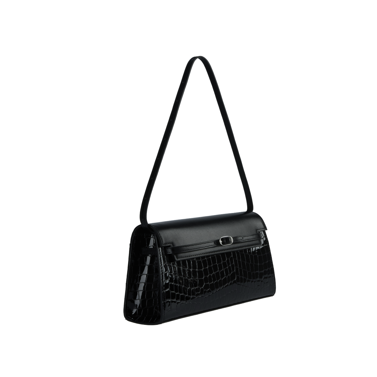 Black Croc Shoulder Bag (Low Stock)