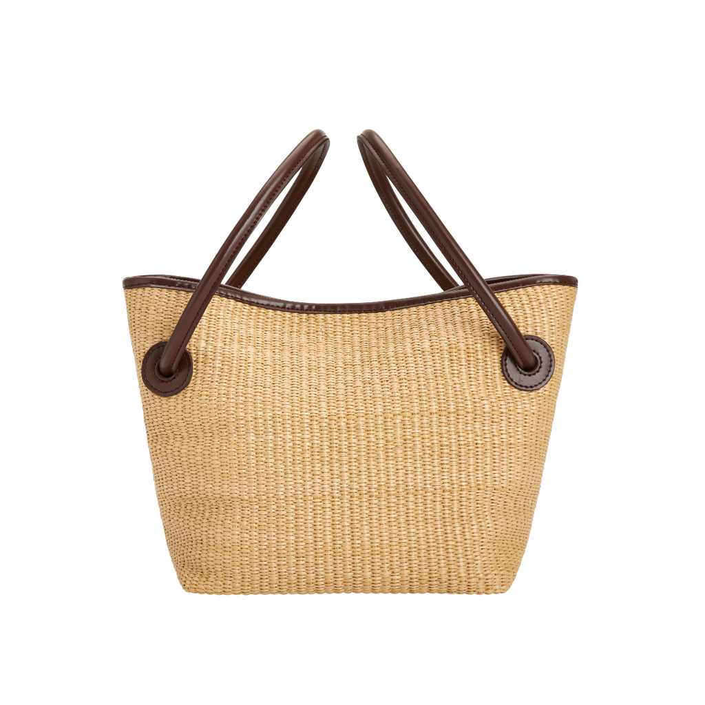Leather-trimmed Raffia Bucket Bag (Final Sale)