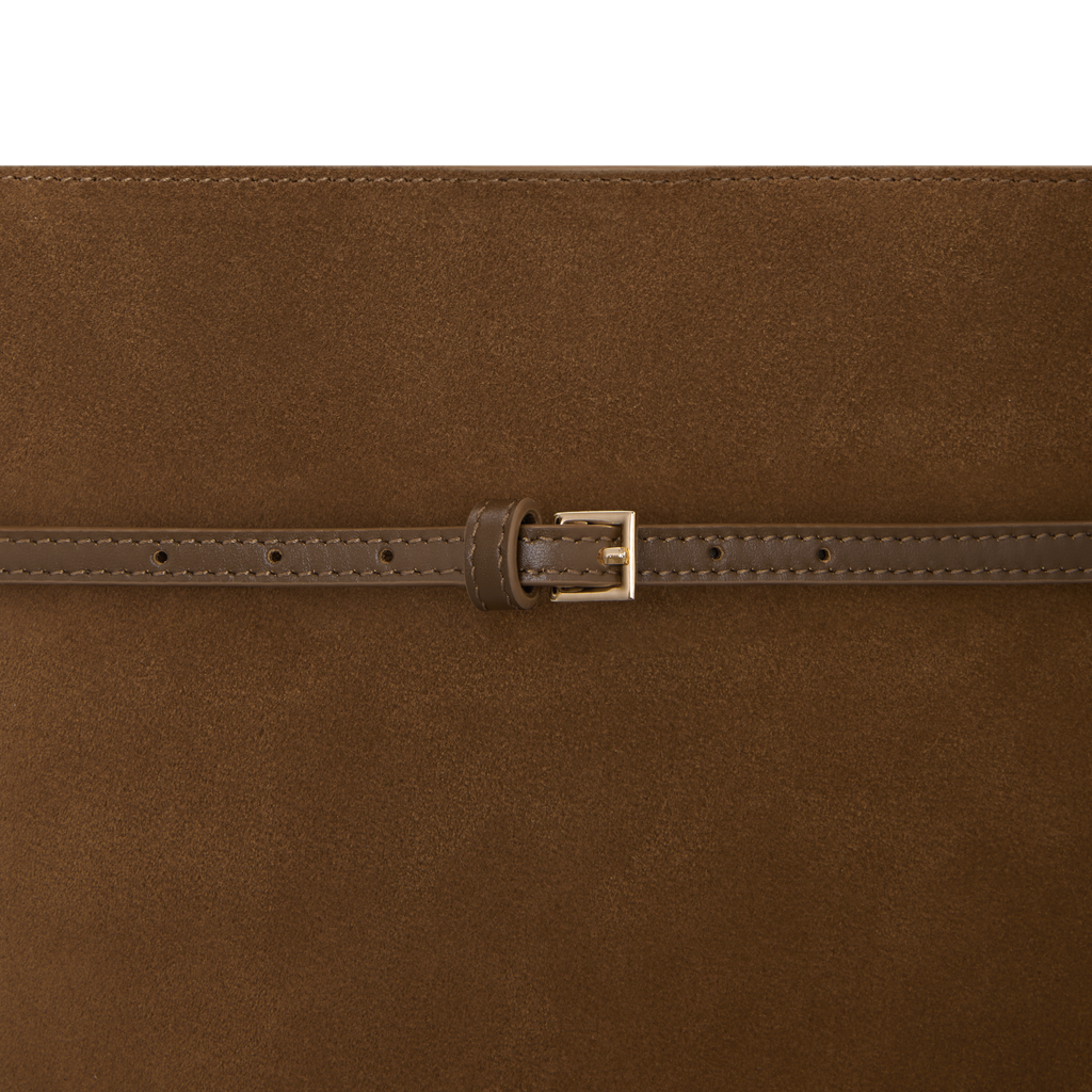 Toffee Suede Belted Tote Bag