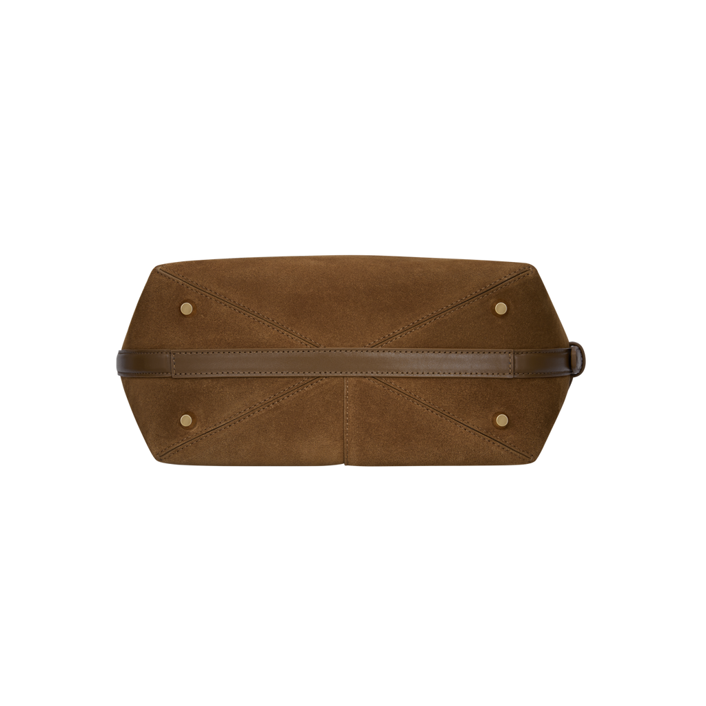Toffee Suede Belted Tote Bag