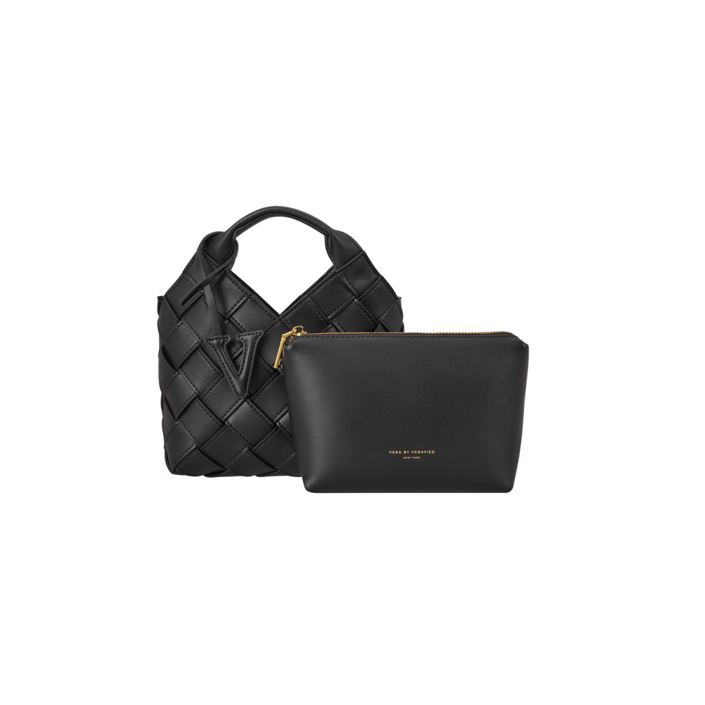 Black Woven Basket Bag