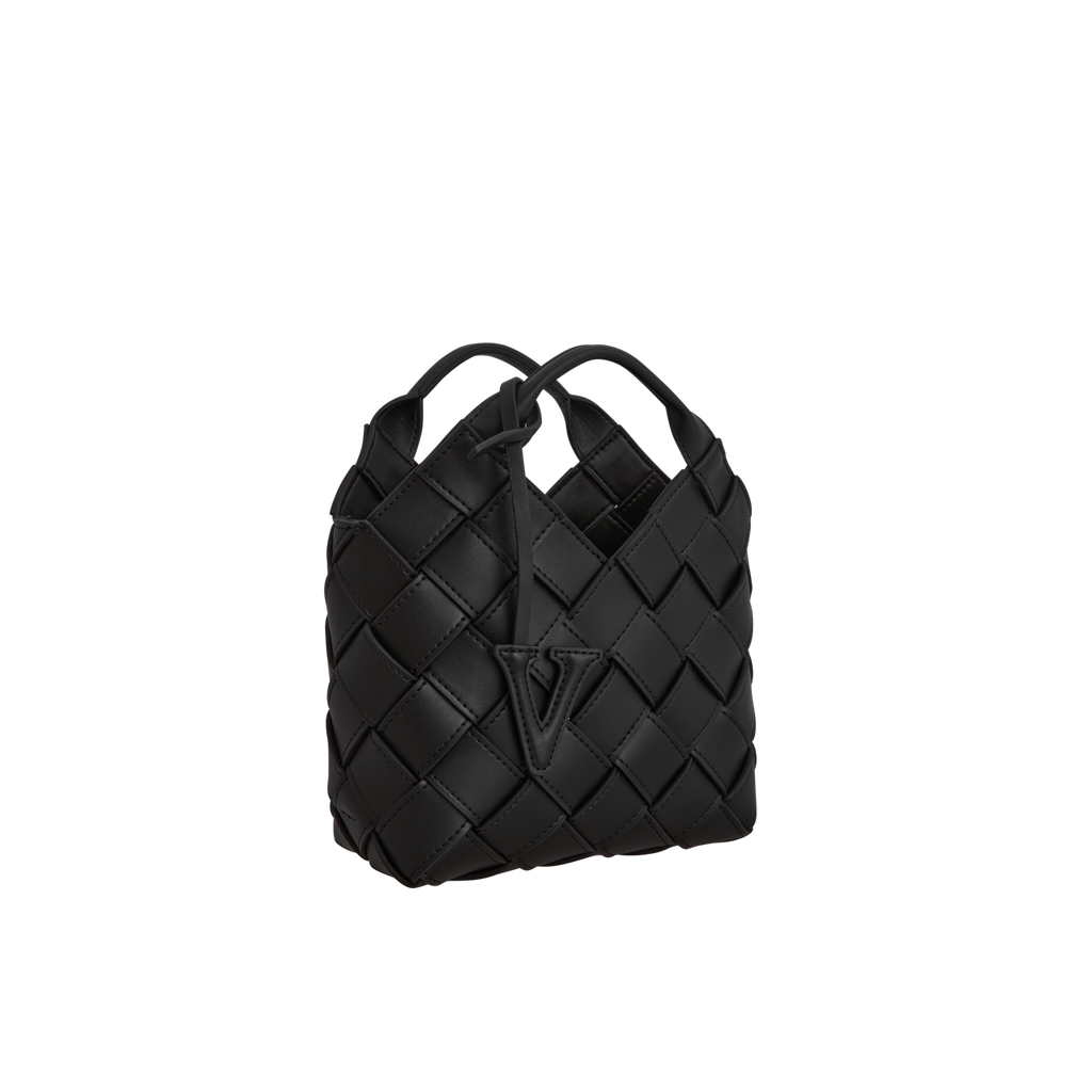 Black Woven Basket Bag