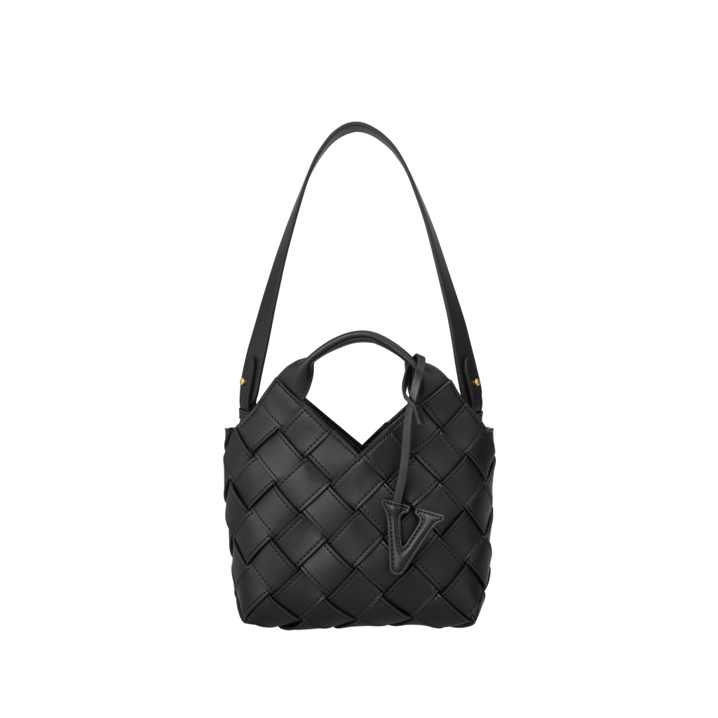 Black Woven Basket Bag