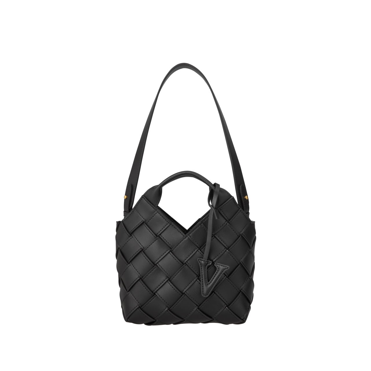 Black Woven Basket Bag