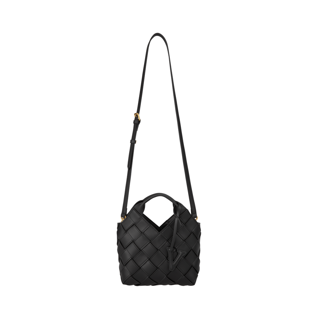 Black Woven Basket Bag