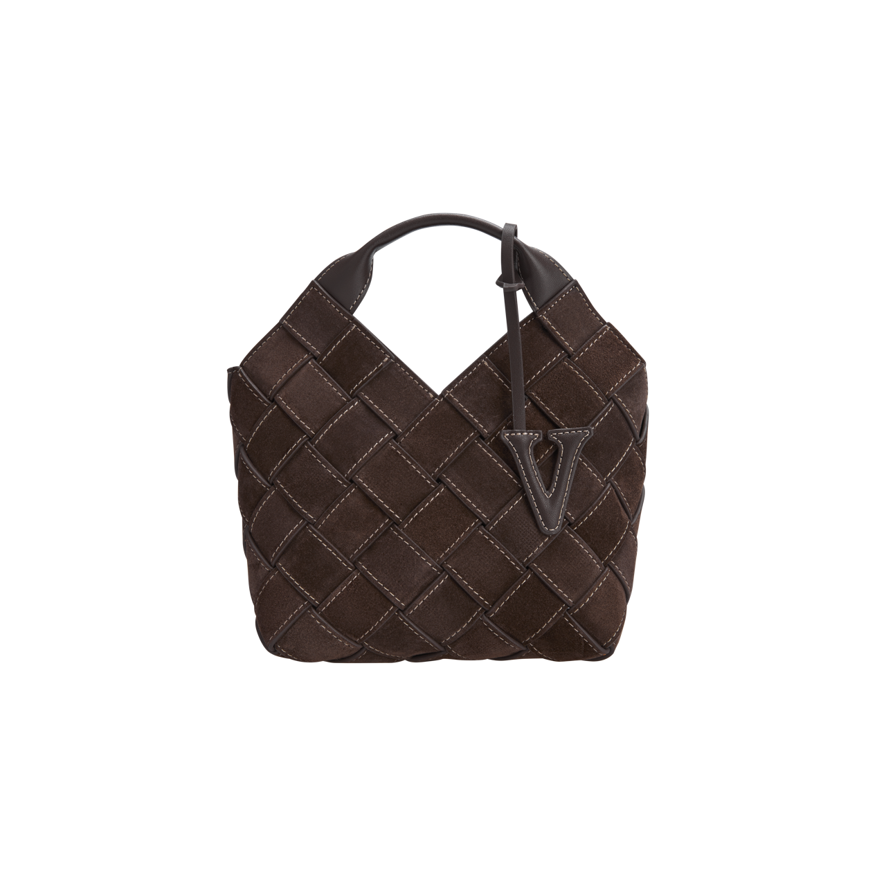Espresso Suede Woven Basket Bag
