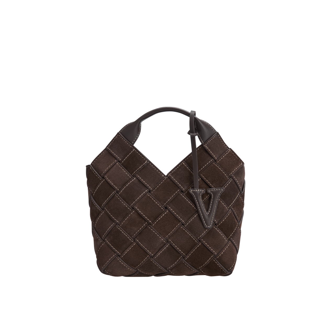 Espresso Suede Woven Basket Bag