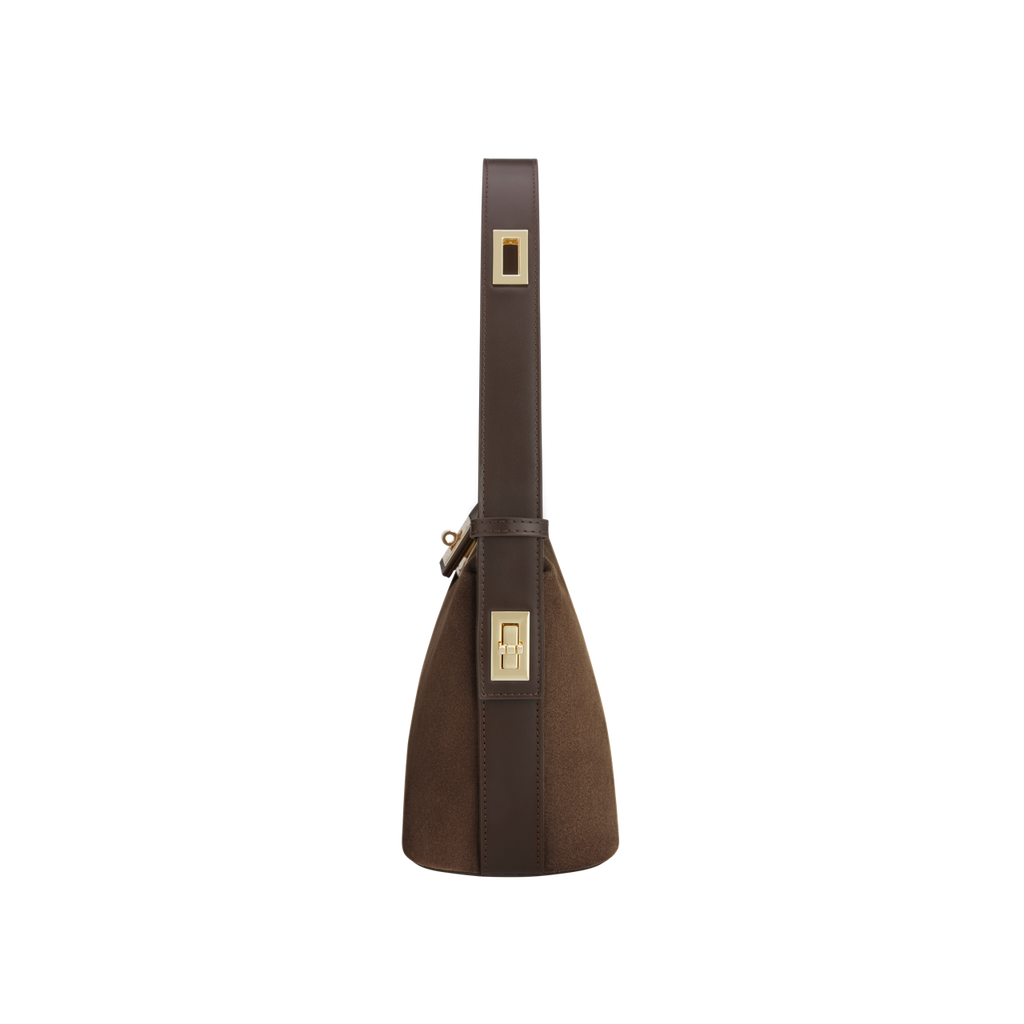 Gold Espresso Suede Hobo Bag
