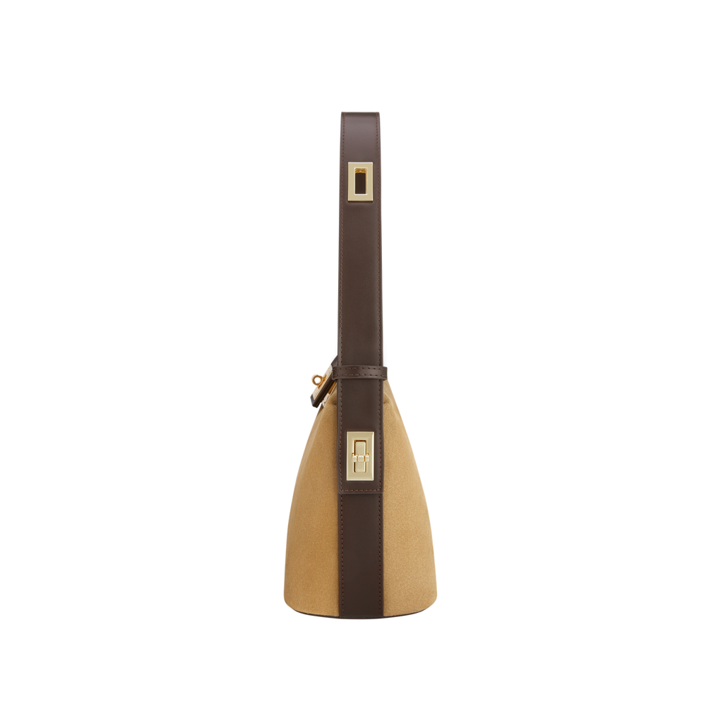 Gold Suede Hobo Bag