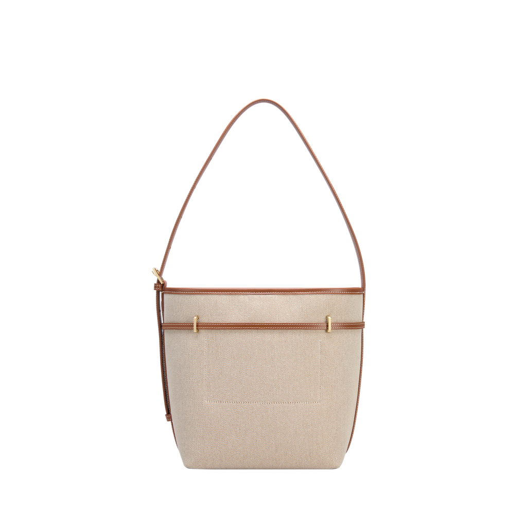 Small Caramel Canvas Belted Tote Bag (Final Sale)