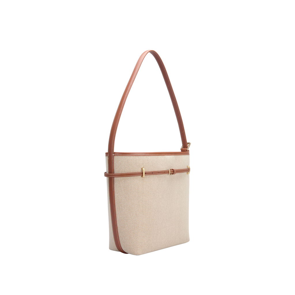 Small Caramel Canvas Belted Tote Bag (Final Sale)