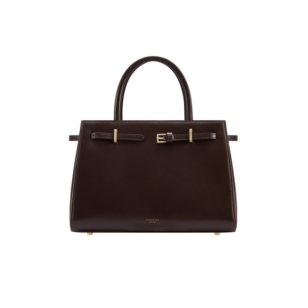Chocolate Leather Book Tote Bag 25