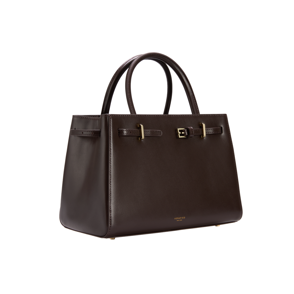 Chocolate Leather Book Tote Bag 25