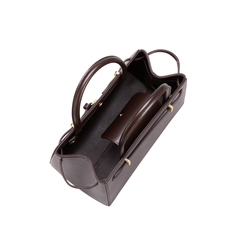 Chocolate Leather Book Tote Bag 25