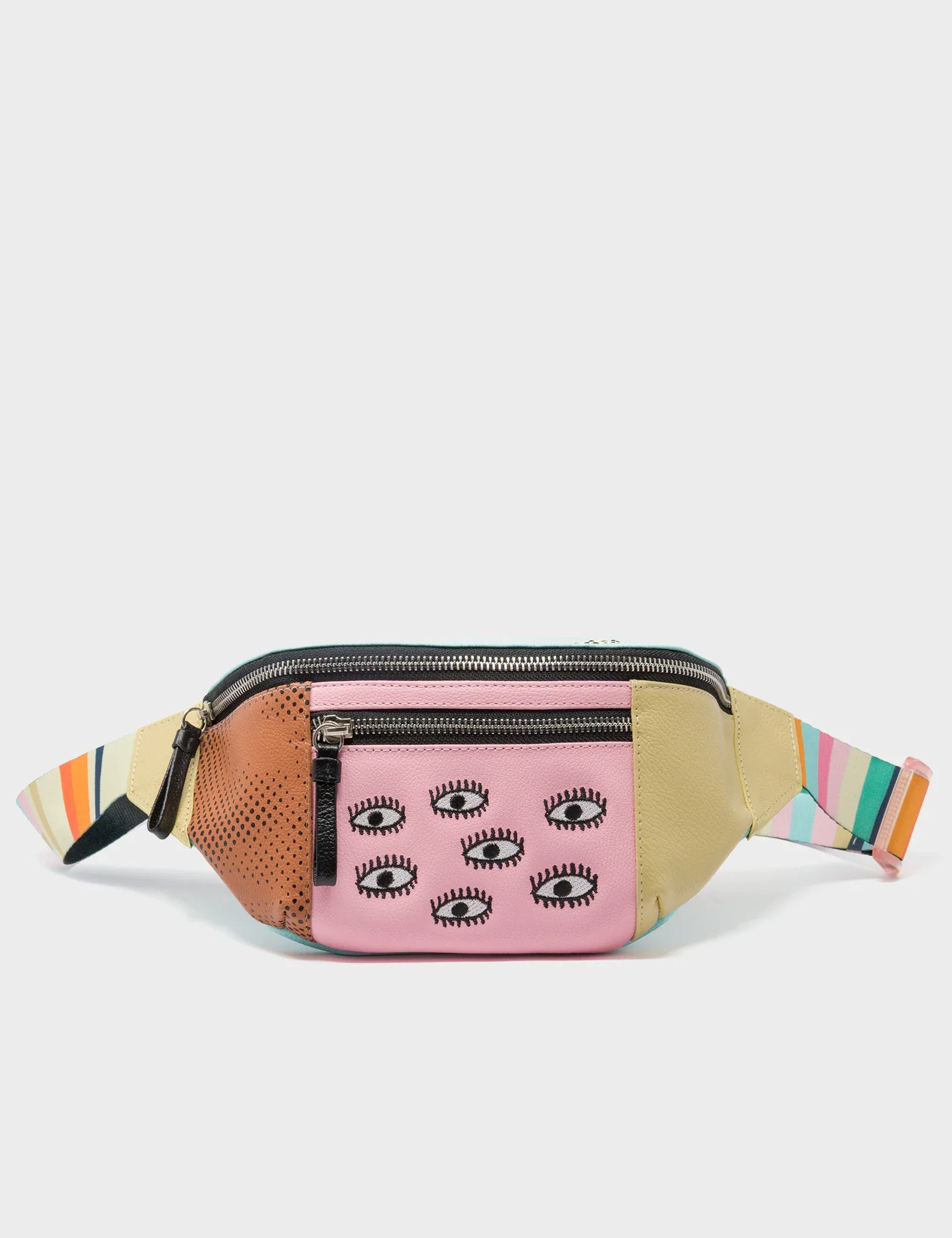 Harold Fanny Pack Cocoon Leather - Happy Clouds Embroidery