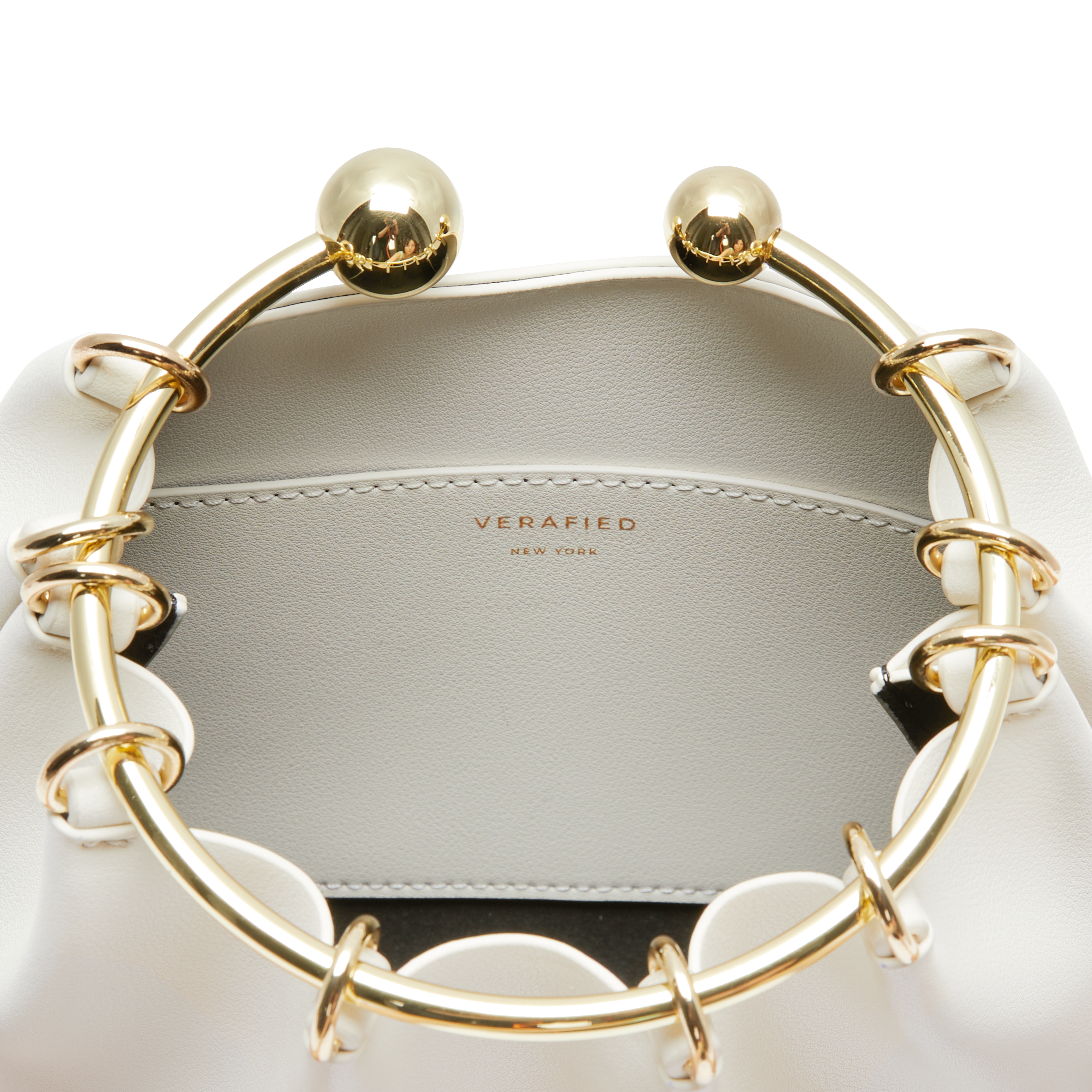 Cream Ring Handle Bag