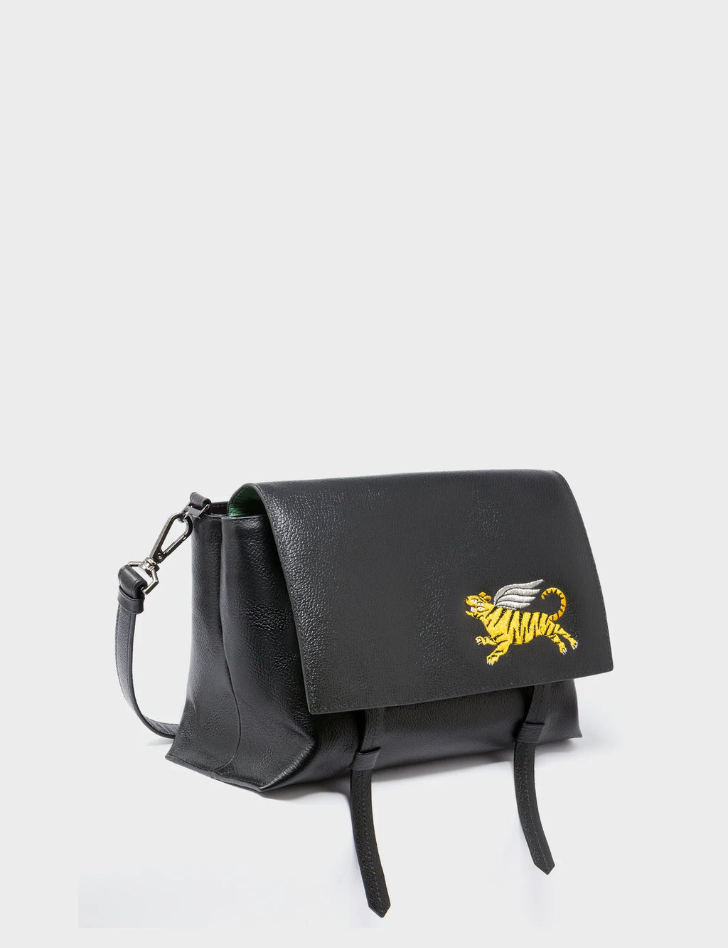 Victor Basil Green Reversible Small Messenger Bag - Happy Tiger Design 