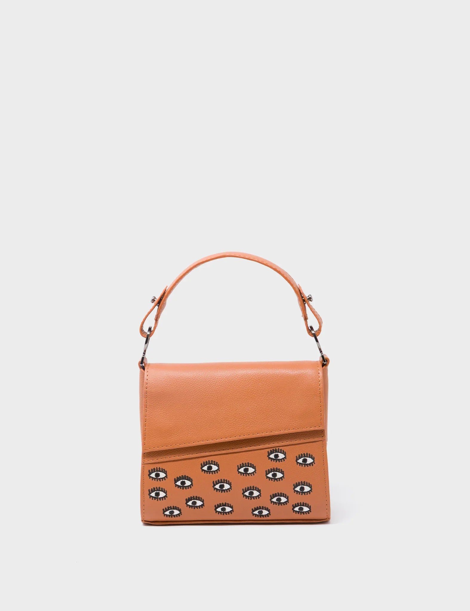 Anastasio Micro Crossbody Handbag Caramel Leather - All Over Eyes Embroidery