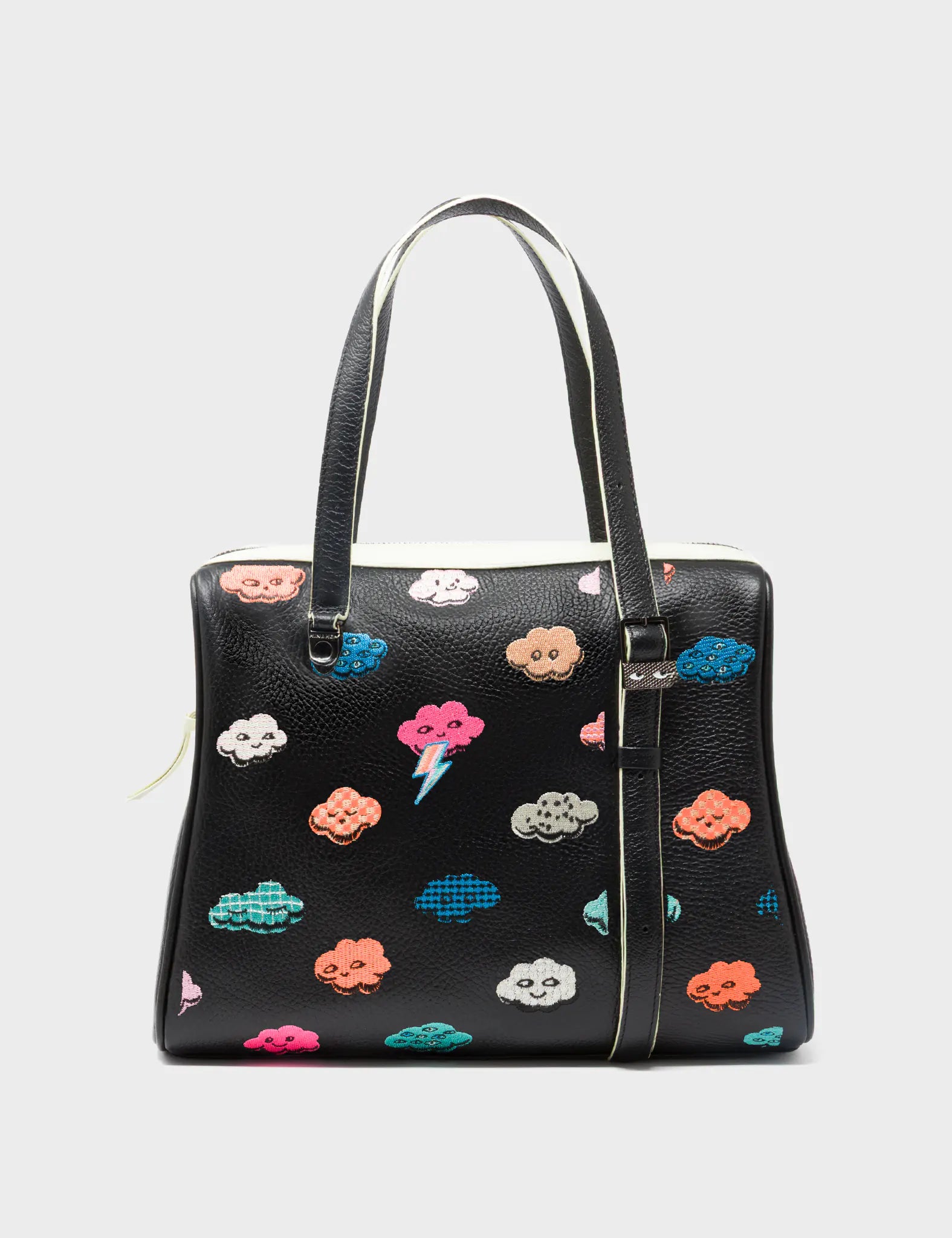 Esther Almond and Black Satchel Bag - Happy Clouds Design