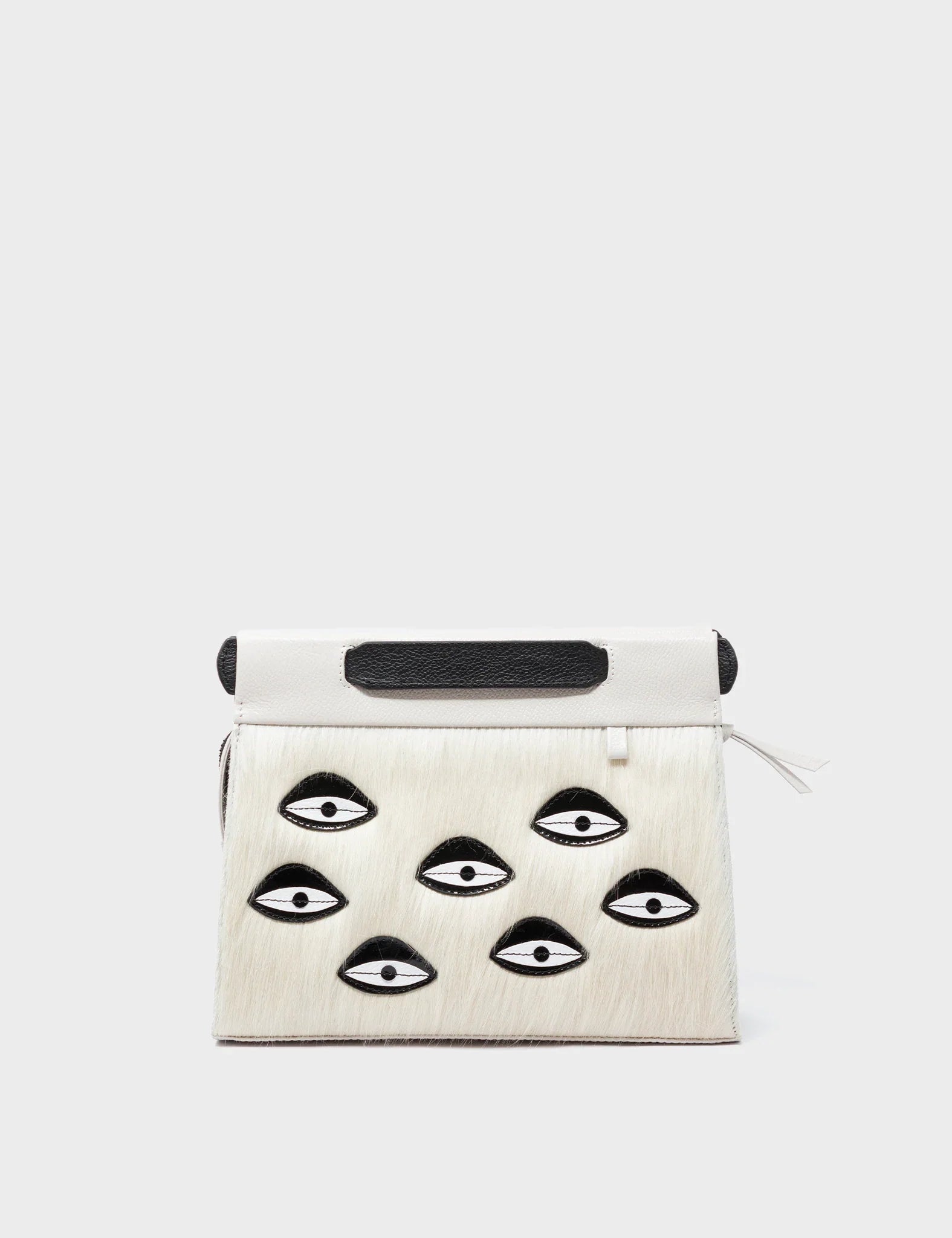Vali Crossbody Small Cream Leather Bag - Eyes Applique Adjustable Handle