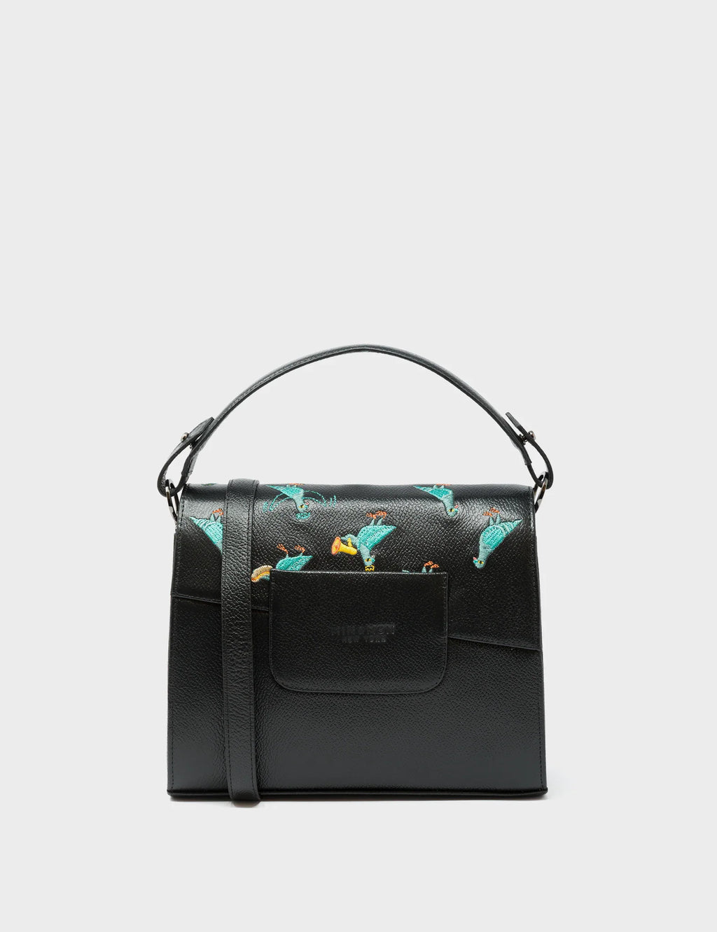 Anastasio Mini Crossbody Handbag Black Leather - Pigeonista Embroidery