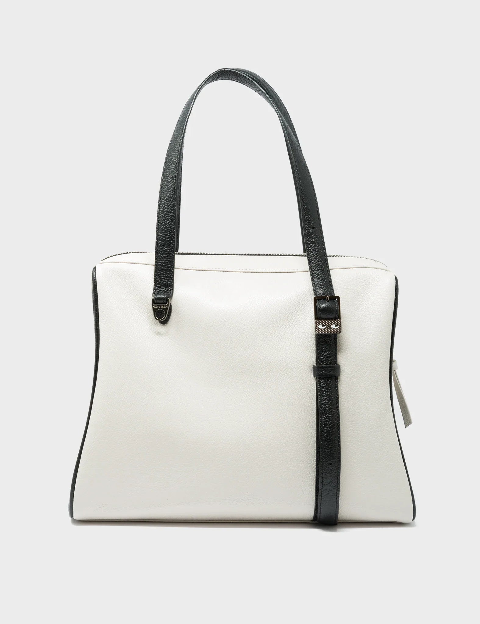 Esther Cream and Black Satchel Bag - Cubes Design