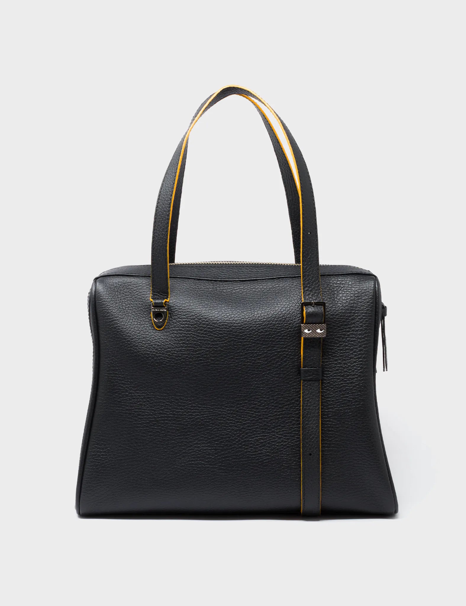 Esther Black Satchel Bag - Tiger and Flowers Embroidery